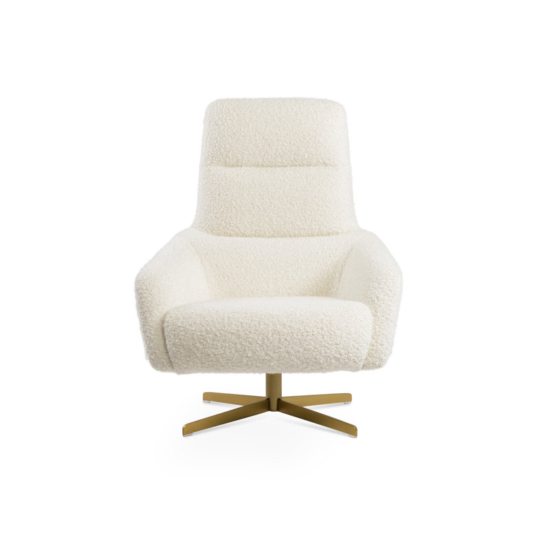 Fauteuil pivotant BRC 4 étoiles en laine, Laine blanc cassé, Laiton