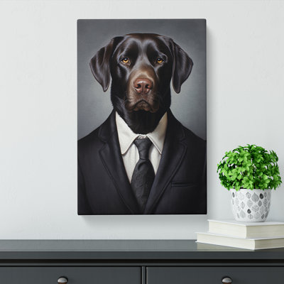 Labrador Retriever in a Suit Painting - Wrapped Canvas