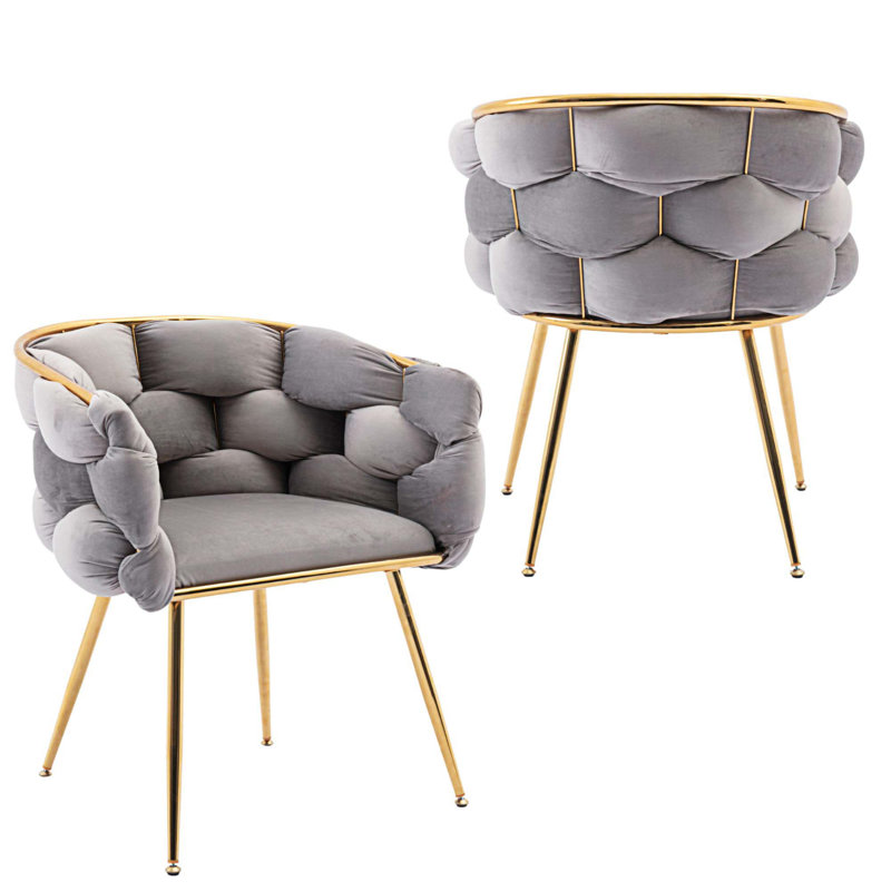 16.9'' H Velvet Upholstered Armchair, Gray, 1