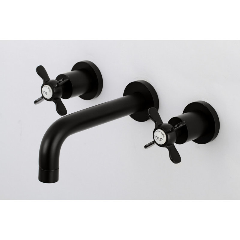 Kingston Brass Essex Two-Handle 3-Hole Wall Mount Bathroom Faucet, Matte Black