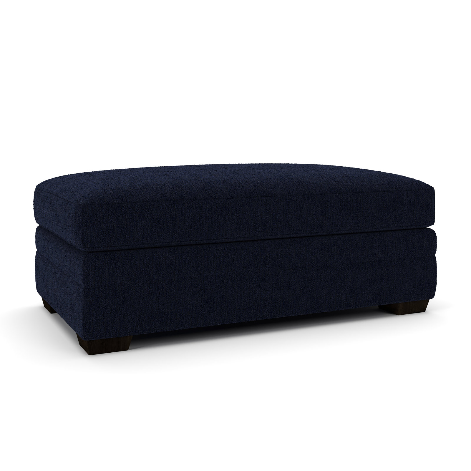 Edan Upholstered Ottoman, Davis Ink Performance Bouclé