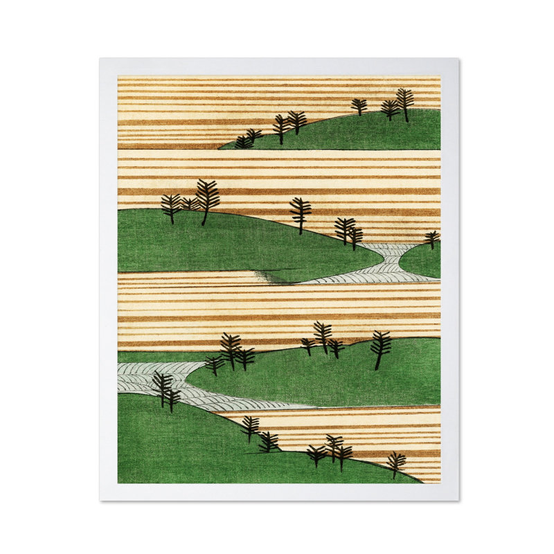 Paysage japonais, Affiche, H 24 po x l 32 po, Encadrement blanc