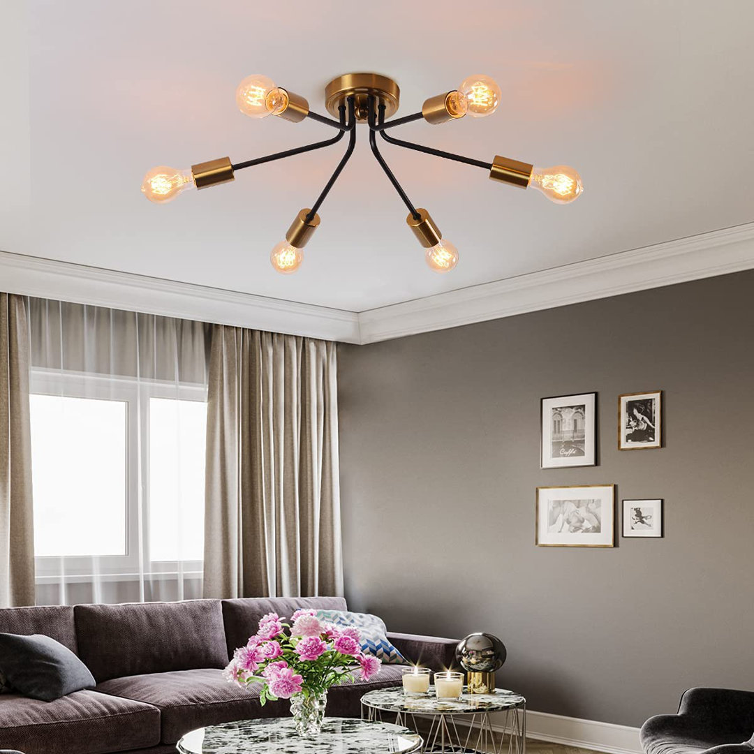 6-Light 52cm Dimmable Sputnik Sphere Semi Flush Mount