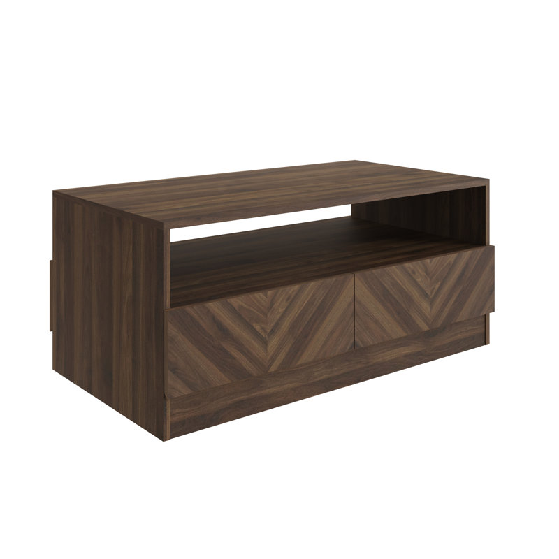 Murshida Solid Coffee Table with Storage, Dark Brown Wood