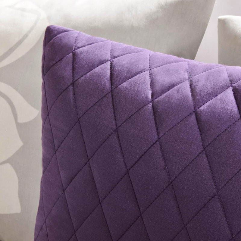 Couette Queen gris taupe/violet - Tissage croisé 180 fils/cm², lavable à la machine, imprimé pour garnissage 270 g/m²