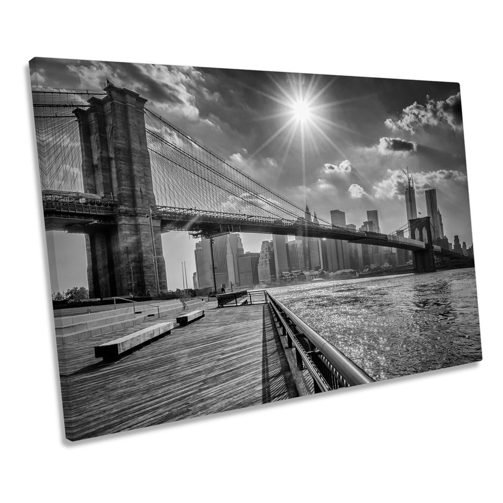 Sunset Brooklyn Bridge CANVAS WALL ART Framed Print