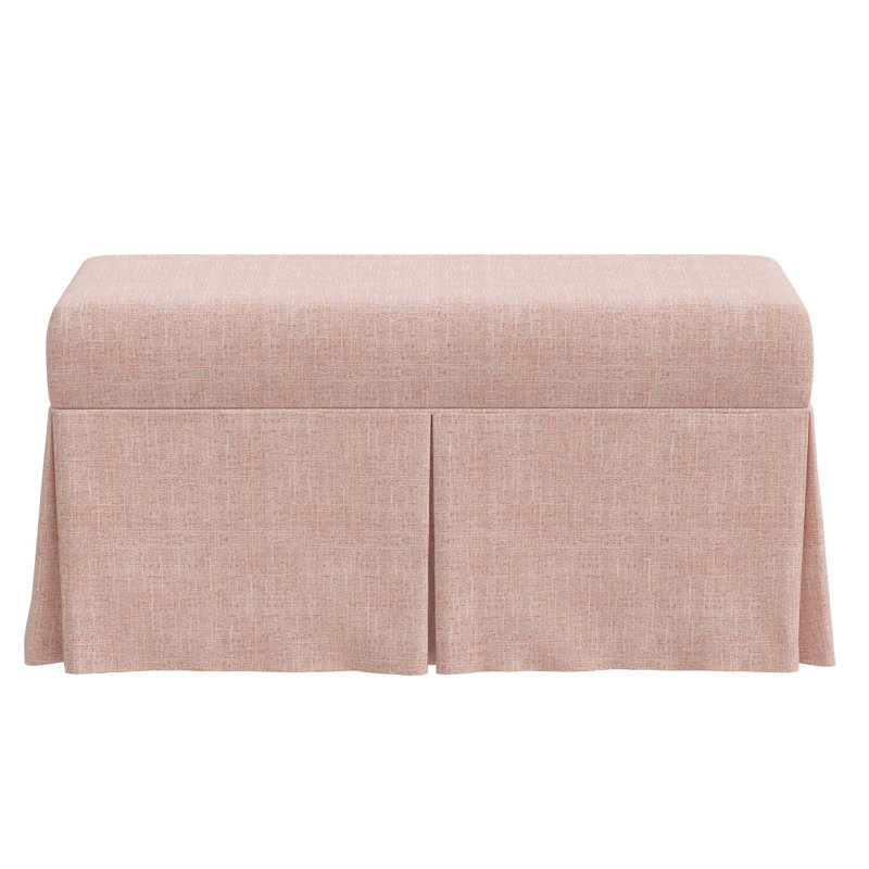 Banc de rangement rembourré Wyatt, Lin quartz rose texturé Zuma