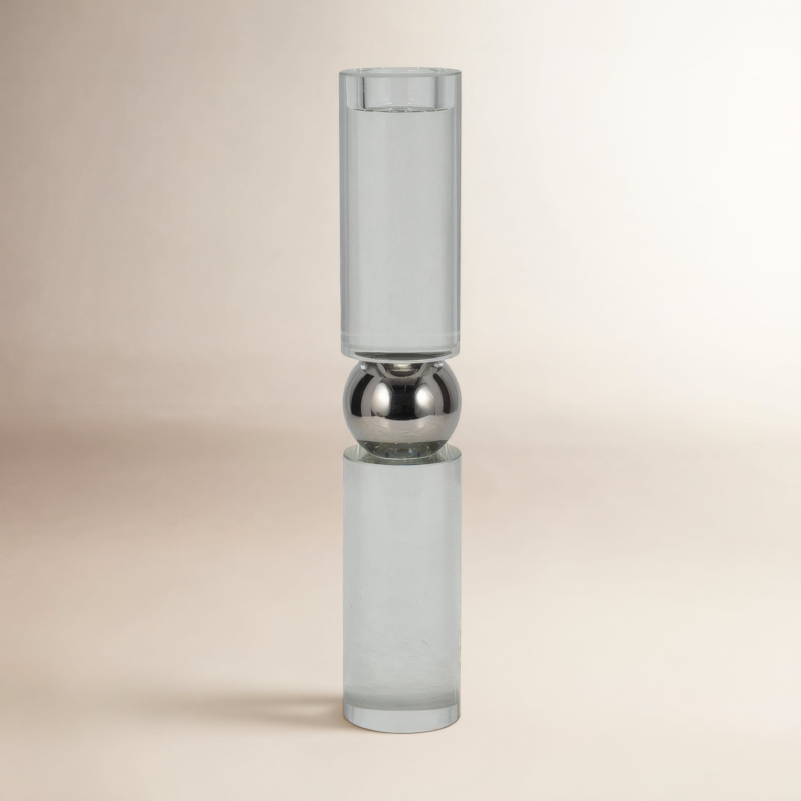 Riter Crystal Candlestick Holder, 15" H x 3" W x 3" D, Silver