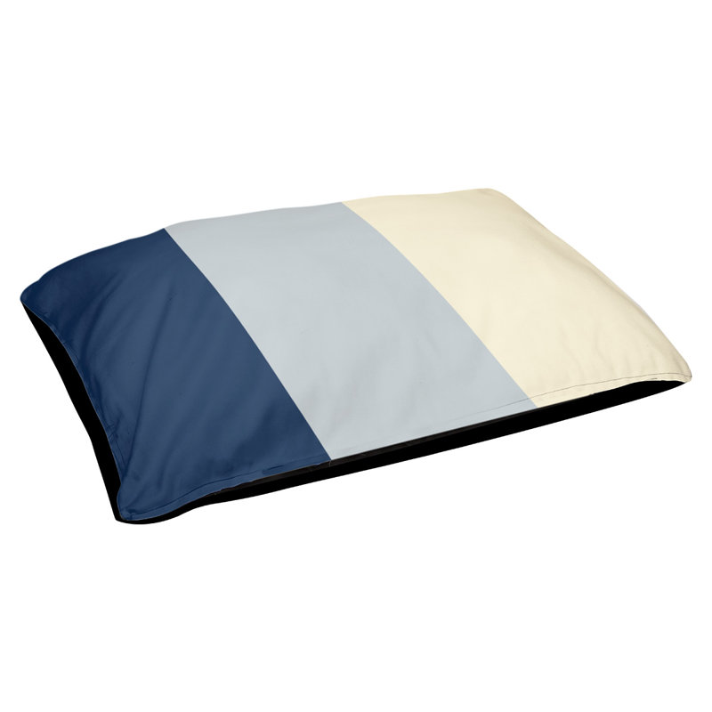 Coussin Detroit, Extra Large (50" W x 40" D x 17" H), Navy Blue/Metallic Silver/Cream