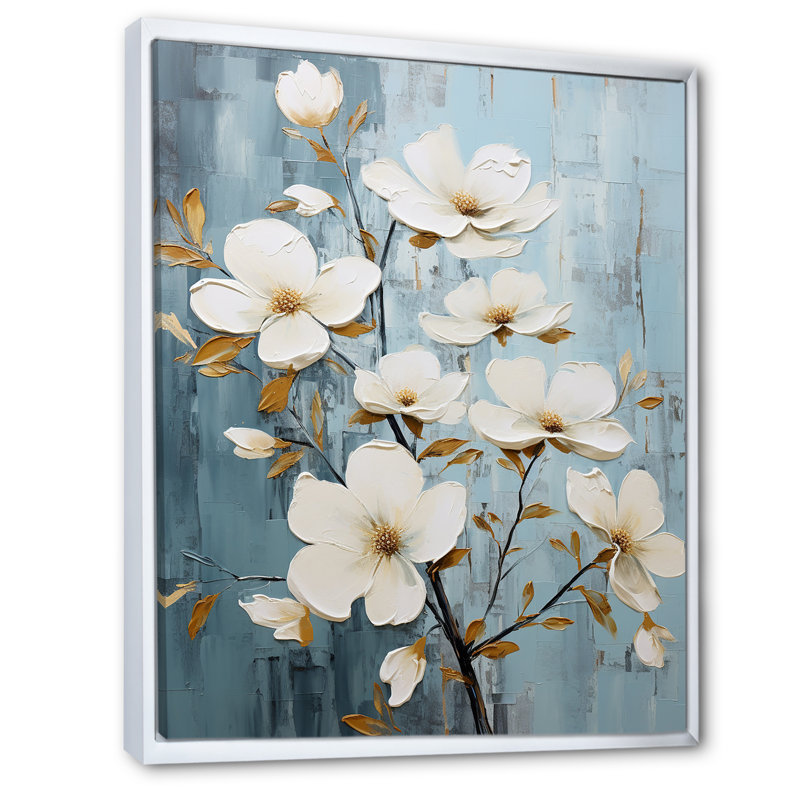 Paix bleue et blanche - impression, Cadre flottant blanc, H 20 po x l 12 po x P 1 po