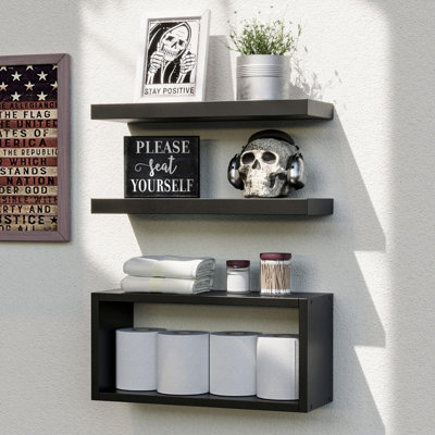 Floating Shelves Set Of 3, Modern Bathroom Shelves Wall Mounted Shelves For Wall Decor, Over Toilet Wall Shelves For Bathroom Bedroom, Living Room, Kitchen