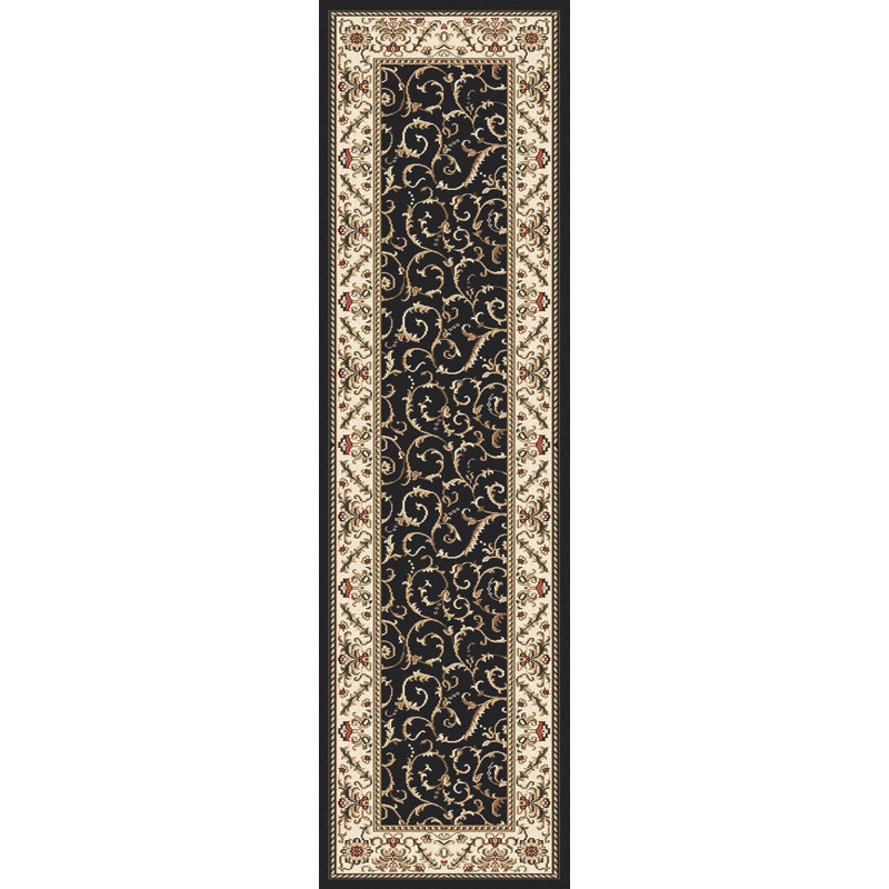 Weisgerber 1599 Traditional Oriental Black Area Rug, Runner 2'2" x 7'7"