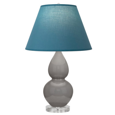 Small Double Gourd Accent Lamp - Steel Blue, Lucite - Tangerine, Taupe Lining Shade