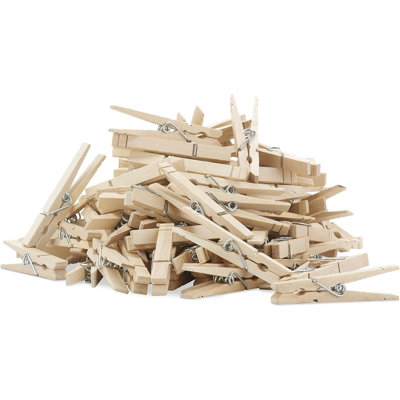 50-Pack Heavy-Duty Wooden Clothespins, 3.38-Inch Natural Wood Clips with Rust-Resistant Springs for Laundry & Crafts