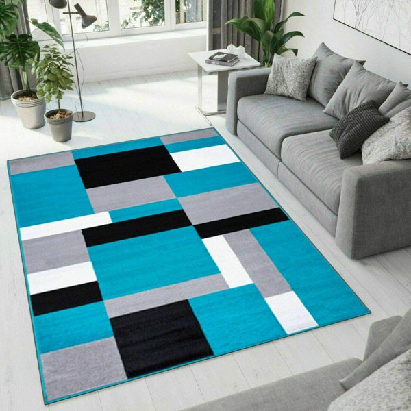 Ebern Designs Tarra Tufted Teal/Black/White Area Rug & Reviews ...