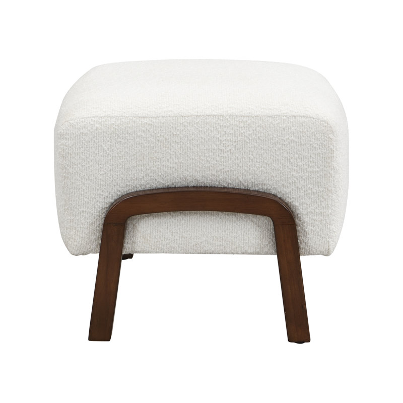 White Boucle With Legs, Contemporary Design, Ideal As Extra Seating, 19.11 In Width Style, Multi - Purpose Living Room, 15.51 Height
