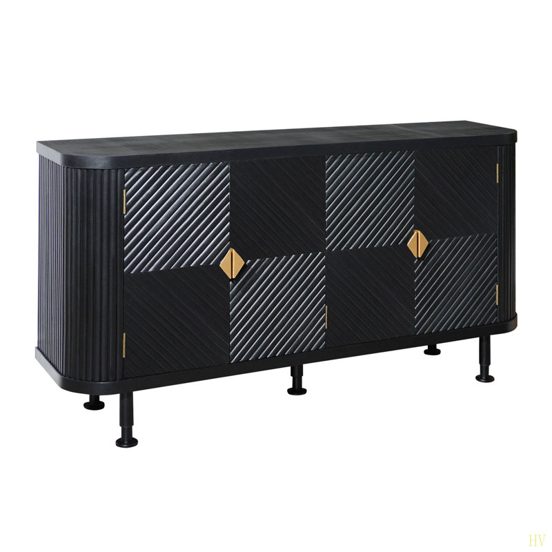 Armoire de rangement décorative, armoire d'appoint moderne avec tablettes réglables, buffet autoportant avec quatre portes, armoire décorative avec 4 portes pour le couloir du salon