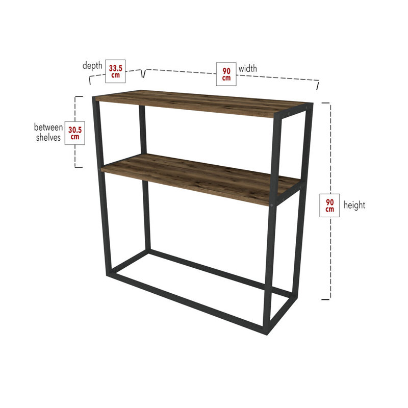 Aigar 90cm Console Table, Burnt Oak/Black