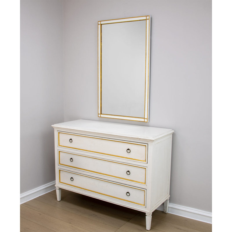 Mindy Flat Metal Wall Mirror, White/Gold