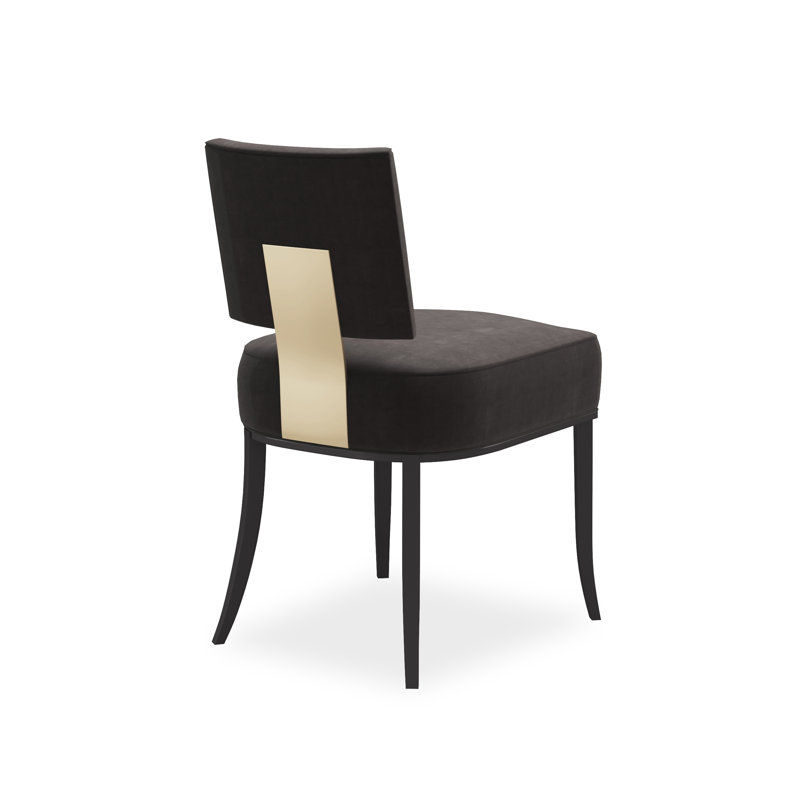 Caracole Classic Upholstered Dining Chair, Black/Gold, Black