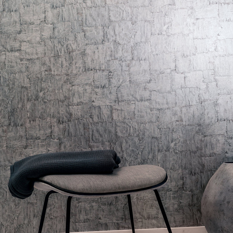 Jerez Torn Bark Sheen Textured Wallpaper Roll 10.05m x 0.70m, Grey