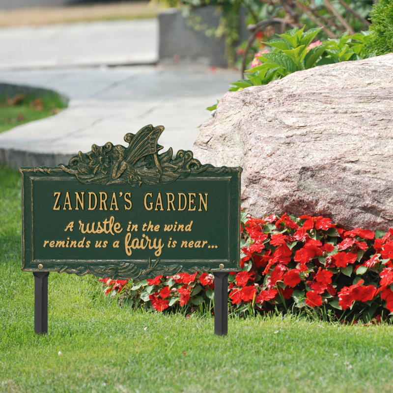 My Fairy Garden Personalized Lawn Plaque, Yes, Green/Gold