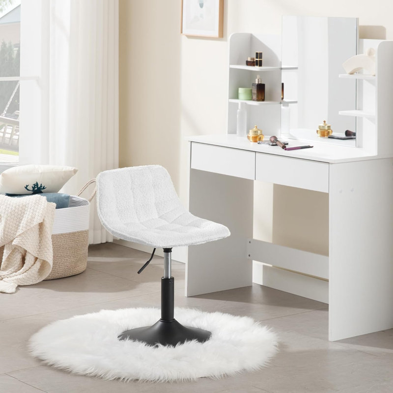 Niyati Swivel Upholstered Adjustable Height Counter Stool, White