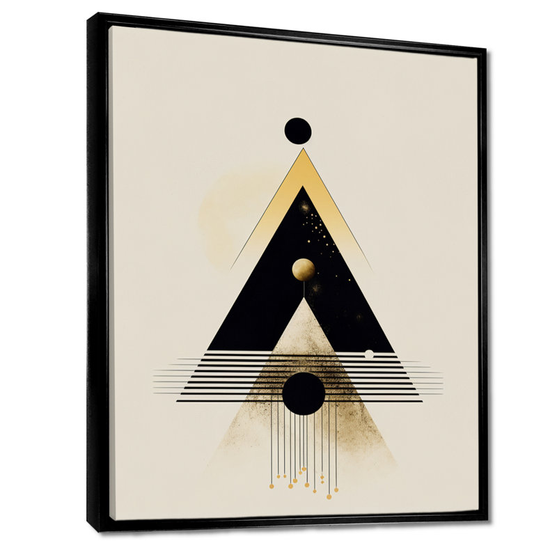 Art géométrique pleine lune Essence - Minimalisme, art mural, salon, Toile avec cadre flottant noir