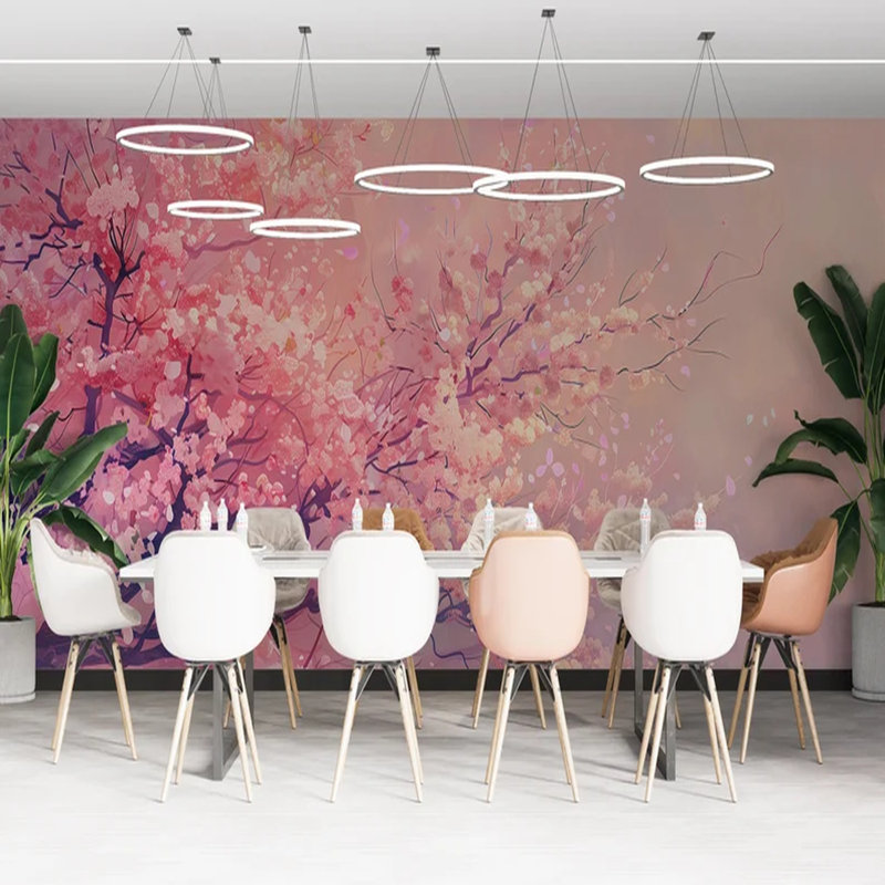 Papier peint cerisier en fleurs, L 108 po x l 160 po