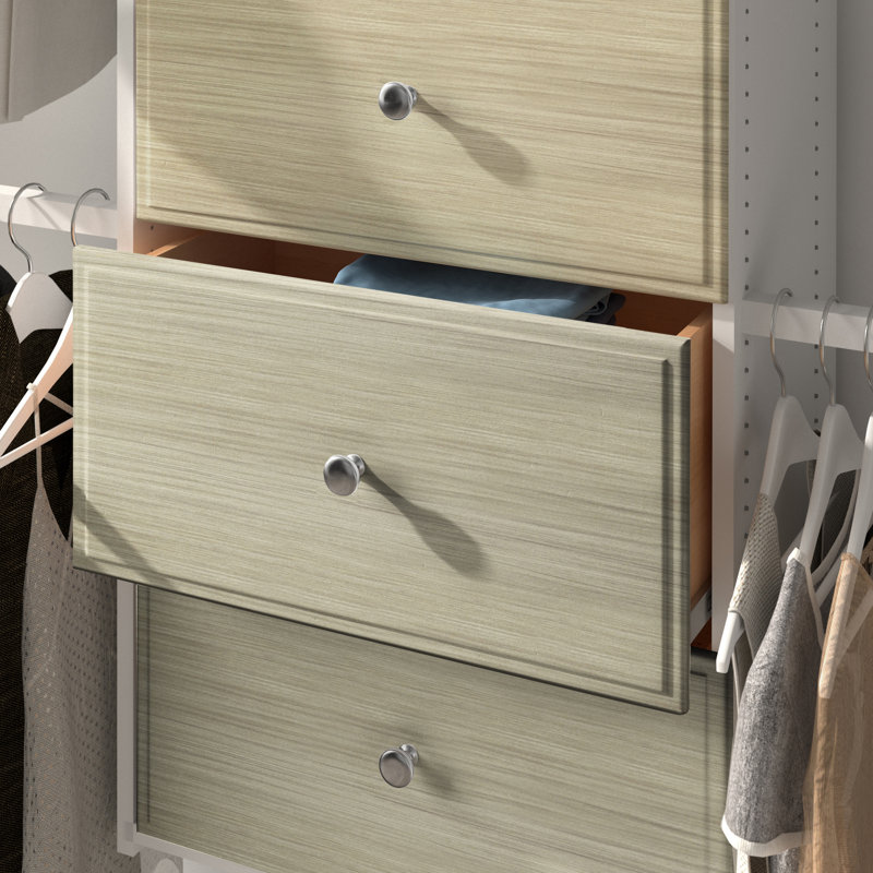 Tiroir à quadrillage en bois manufacturé, Gris patiné, H 12 po x l 24 po x P 14 po