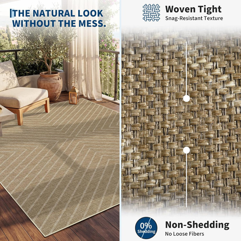Tapis linéaire lavable pour l'intérieur et l'extérieur, 8 x 10 pi (beige)