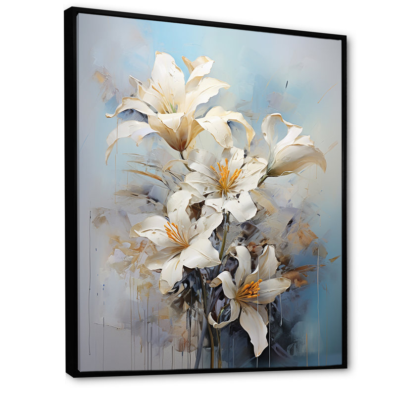 «Lilies Blossoms In Bloom» sur toile, H 44 po x l 34 po x P 1,5 po, Cadre flottant noir