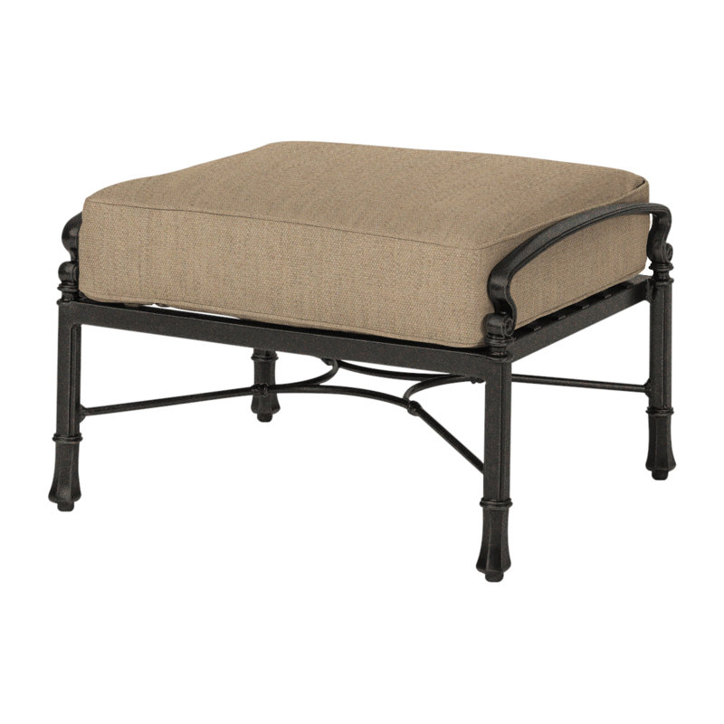 Bella Vista Ottoman with Sunbrella Cushions, Midnight Gold, Canvas Heather Beige Sunbrella® Canvas