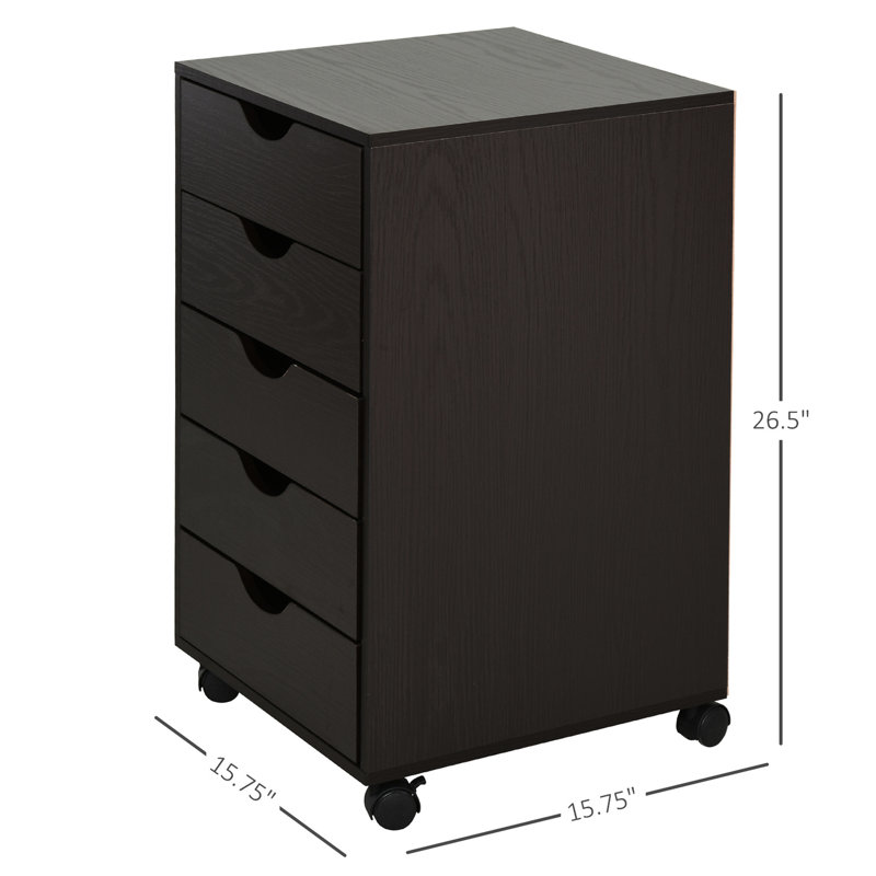 Brown 5 Drawer File Cabinet With Stable Base - Secure Storage For Office And Home Practical Use