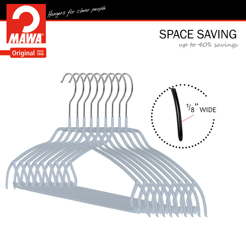 Ultra-Thin Silver Metal Non-Slip Hangers Set of 10