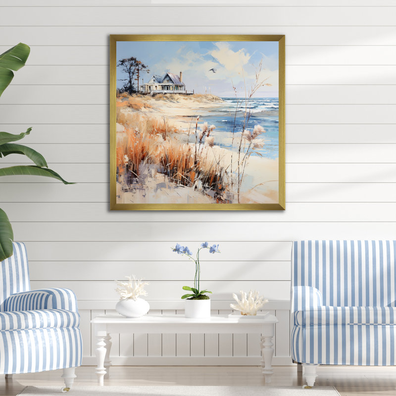 «Coastal Beach Charm Retreat III», reproduction sur toile, H 24 po x l 24 po x P 1 po, Cadre doré simple