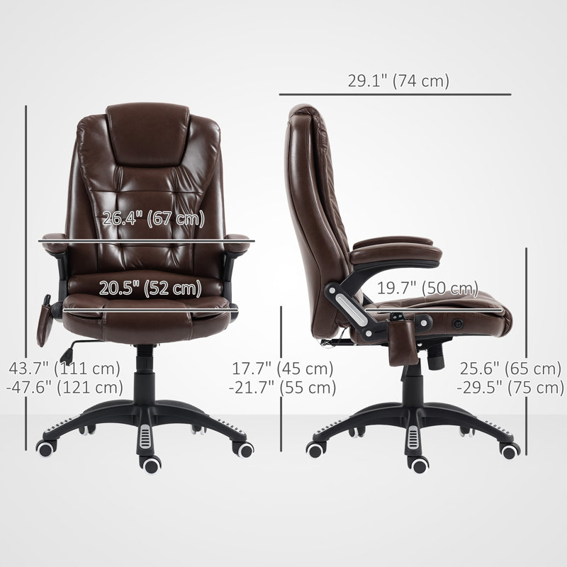 Fauteuil de massage avec vibration à 6 points, brun foncé, Marron foncé