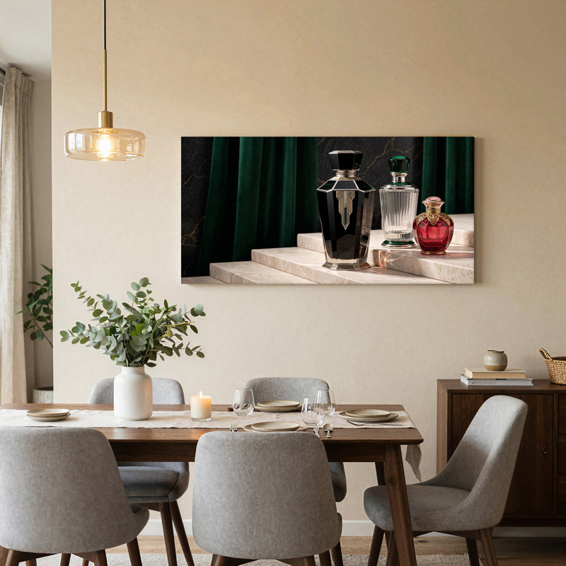 Art sur toile marches noires et rouges, L 32 po x H 16 po