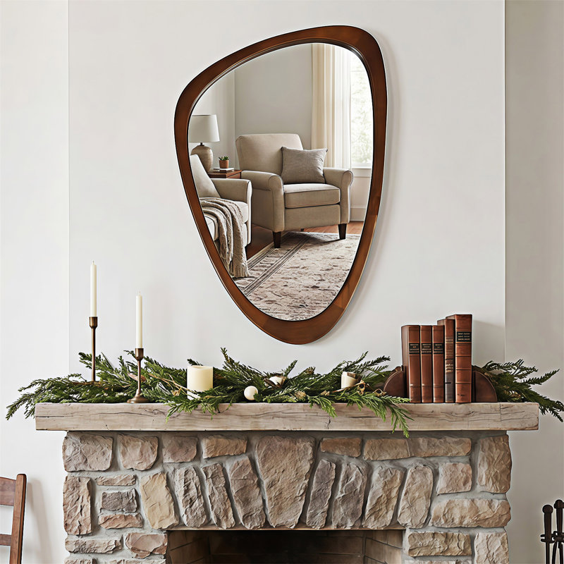 Miroir décoratif, 36,01 po x 24,01 po, Noir / noyer foncé