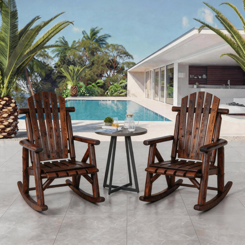 Chaise berçante en bois brun foncé