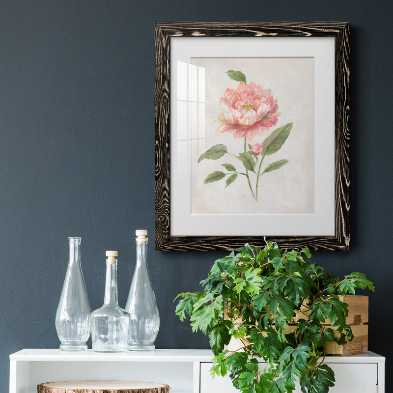 Grandiflora III - Peinture encadrée, Cadre noir, H 20 po x l 17 po x P 1,5 po