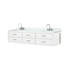 Meuble-lavabo double blanc 84 po X P 22 po D, dessus en marbre de Carrare et ensemble de robinet
