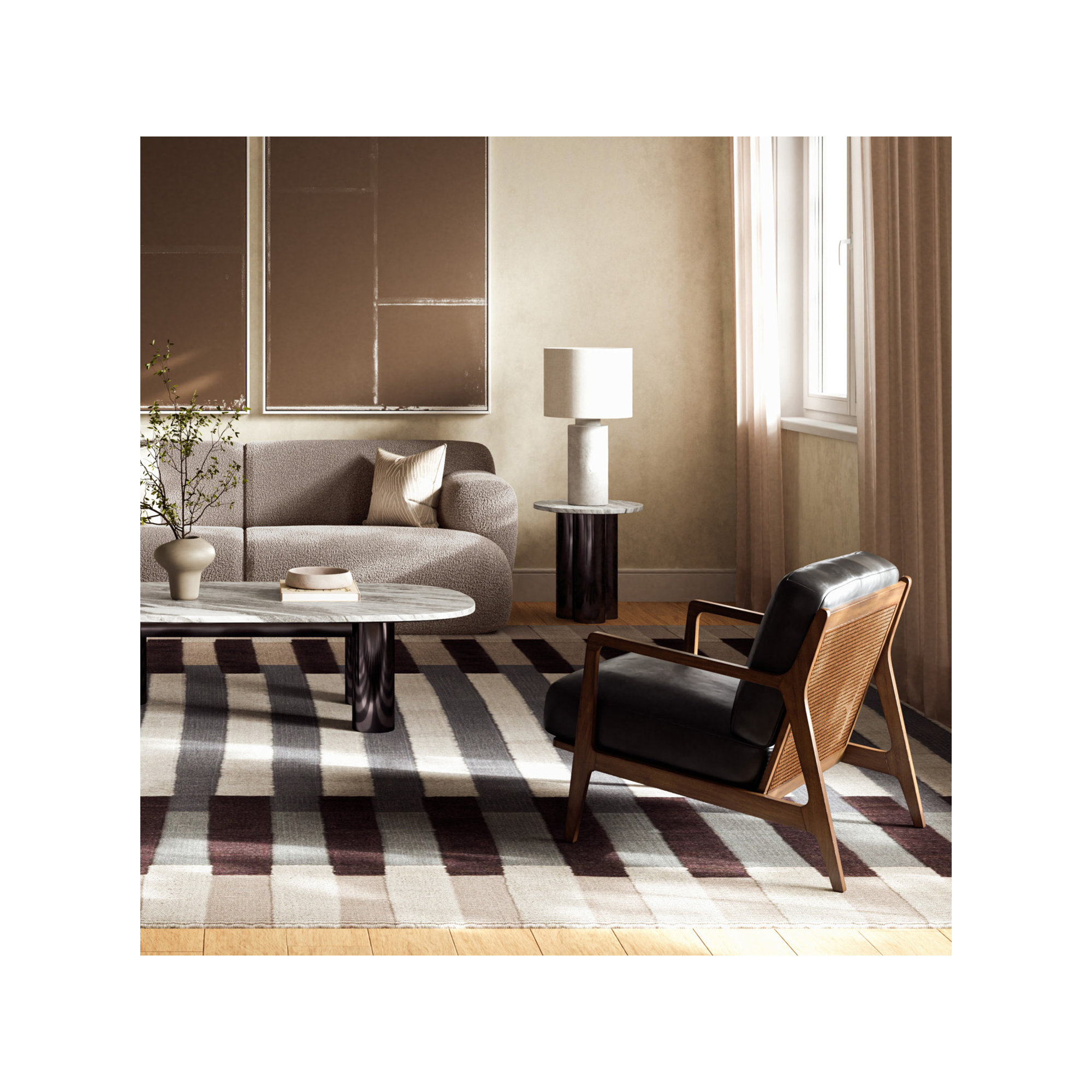 Carmelo Genuine Leather Accent Chair, Black Genuine Leather