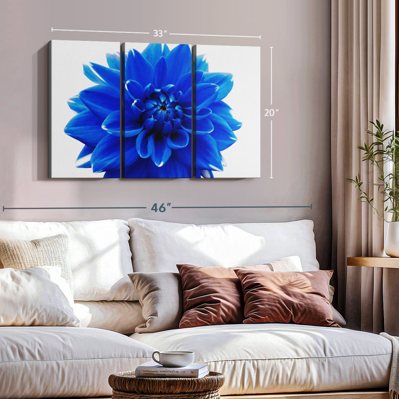 Nature «Blue Dahlia Flower Canvas Print» sur, H 20 po x l 33 po x P 1,25 po