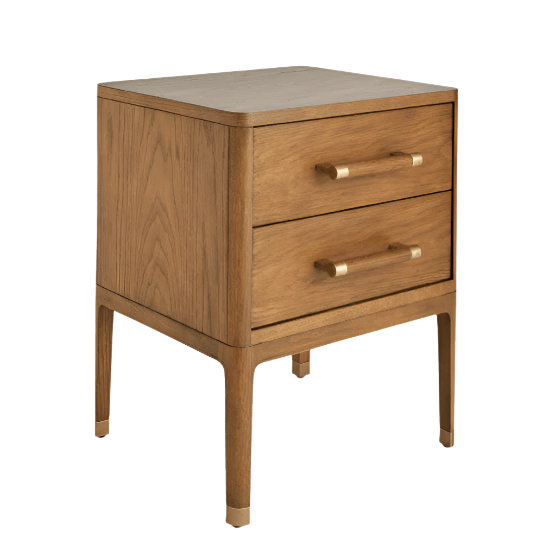 Solid Wood and Brass Nightstand Large Size