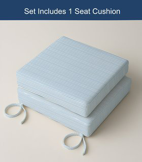 3" Deep Seat Cushion Ticking Stripe - Water-Resistant, Light Blue, 16" W x 18.5" D