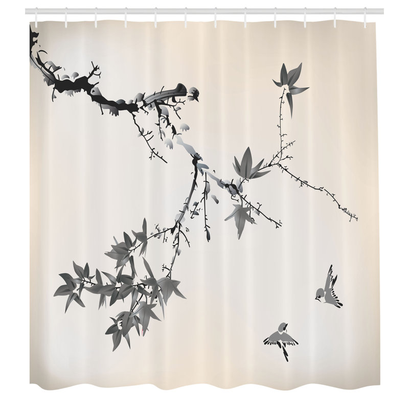 Ensemble de rideau de douche japonais + crochets, H 70 po x l 69 po, Gris taupe