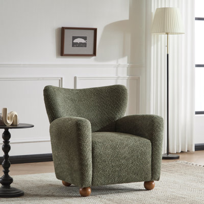 Alonzo Upholstered Club Chair with Round Wooden Legs