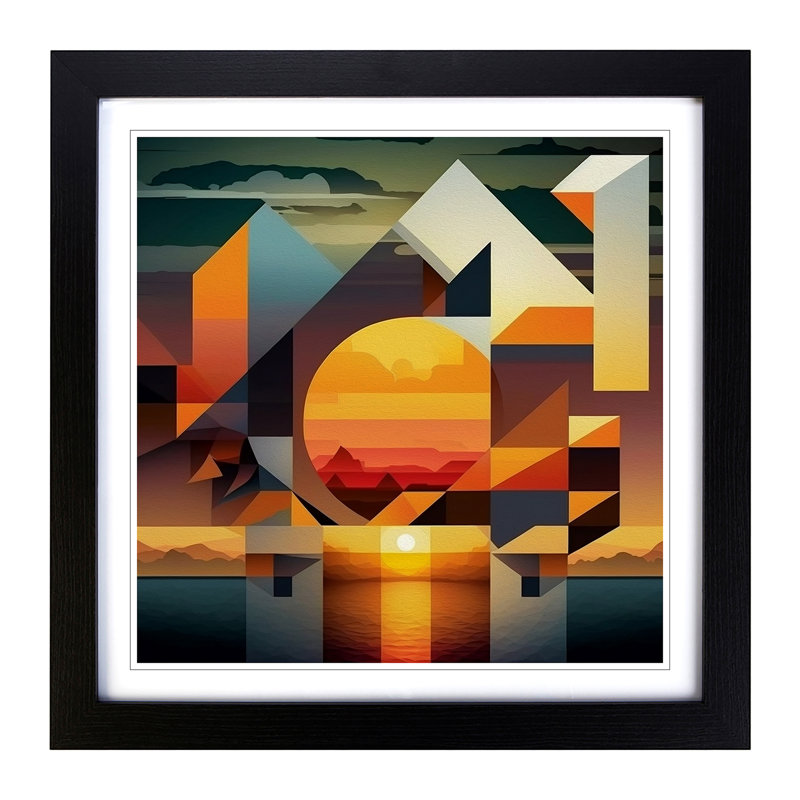 Sunset Cubism - Framed Print, Black