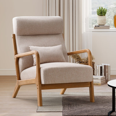 Ayyash 26'' Wide Transitional Traditional Upholstered Accent Chair with Lumbar Pillow